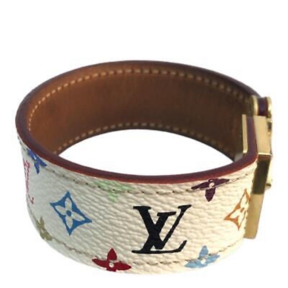 Absolutely Gorgeous White Leather Multi Color Louis Vuitton Bracelet - Picture 5 of 11